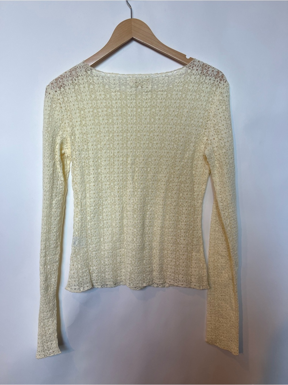 Natural Life Cream Lace Long Sleeve Top Boho Sheer Layering Top Medium - Picture 8 of 12